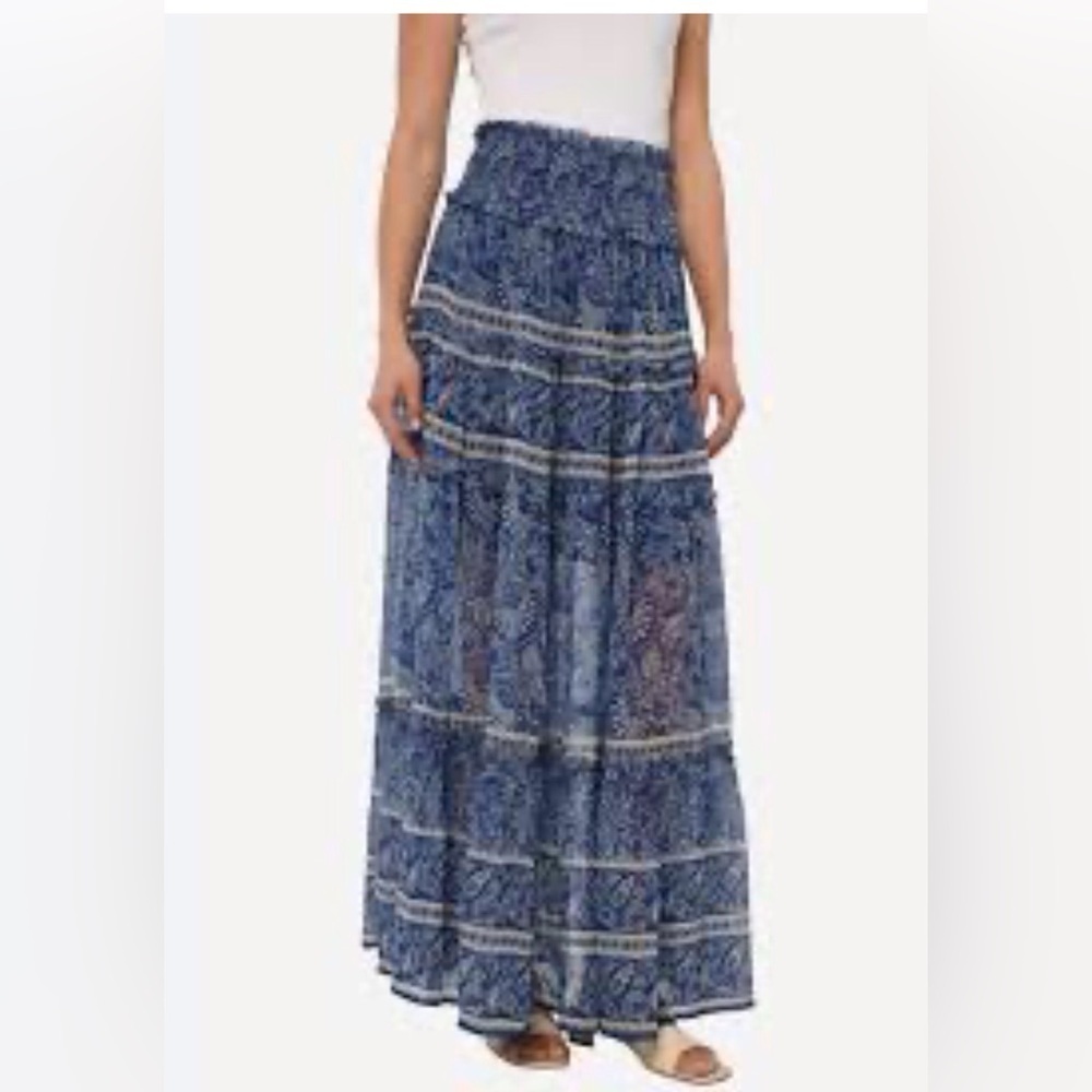 NWOT Anthropologie Love the Label Blue and White Raquel Skirt in Arabesque XS - Picture 2 of 9